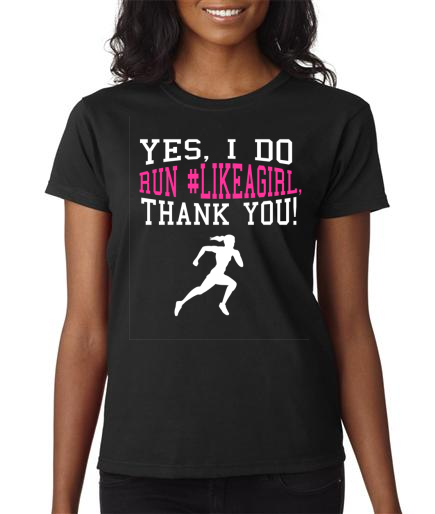 Run Like A Girl Ladies SS Cotton shirt black